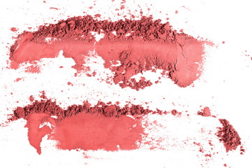 Pink eye shadow, powder isolated on white background

