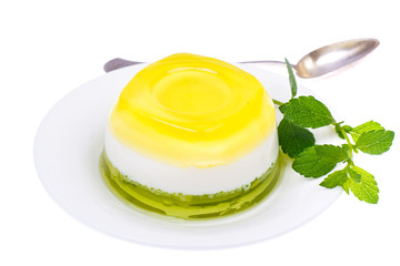 Exquisite sweet dessert jelly with mint