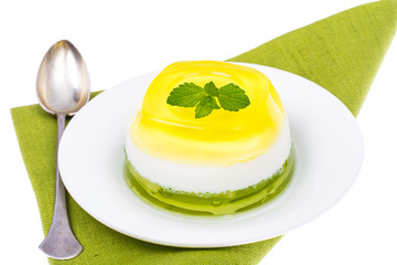 Exquisite sweet dessert jelly with mint