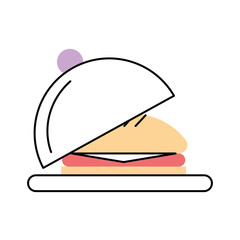 tray with delicious burger vector illustration design