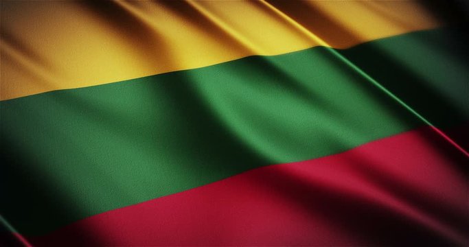 Lithuania realistic national flag seamless looping waving animation