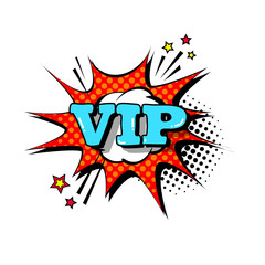 Comic Speech Chat Bubble Pop Art Style Vip Expression Text Icon Vector Illustration