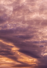 Red voluminous clouds at sunrise