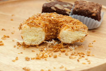 close up of Toasted Coconut doughnut