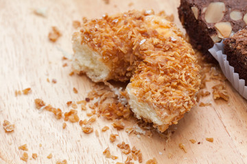 close up of Toasted Coconut doughnut