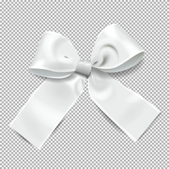 Transparent background with silver bow, holiday