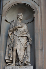 Amerigo Vespucci. Statue in the Uffizi Gallery, Florence, Tuscany, Italy