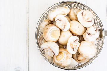 Fresh clean champignons for cooking
