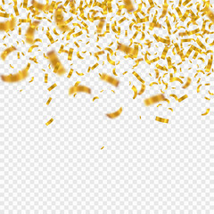 Gold glitter confetti background. Vector Illustration