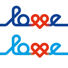 Love knot typography. Heart knot typography. Creative love logotype.