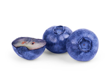 Obraz premium Stack of blueberries isolated on white with clipping path