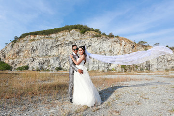 Asian couples pre wedding photography in cliff area.