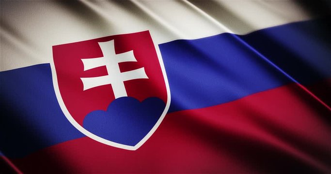 Slovakia realistic national flag seamless looping waving animation