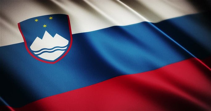 Slovenia realistic national flag seamless looping waving animation
