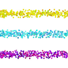 Seamless dot pattern page dividing line design set - vector decoration elements from colored circles