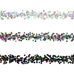Seamless dot pattern paragraph dividing line design set - vector graphic elements from multicolored circles