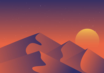 Desert landscape vector illustration.