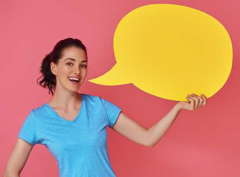 woman with cartoon speech