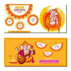 Obraz premium Lord Ganapati for Happy Ganesh Chaturthi festival shopping sale offer promotion advetisement background