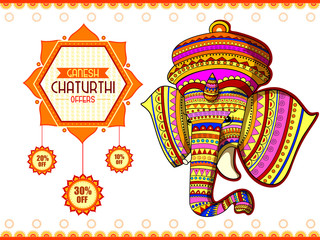 Lord Ganapati for Happy Ganesh Chaturthi festival shopping sale offer promotion advetisement background