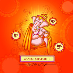  Lord Ganapati for Happy Ganesh Chaturthi festival shopping sale offer promotion advetisement background