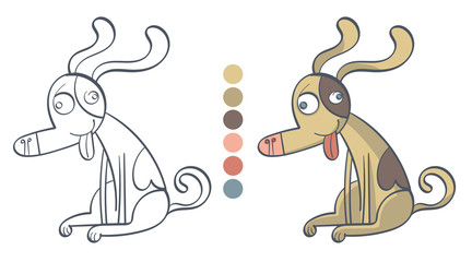 Jolly dog. Illustration, cartoon, coloring book