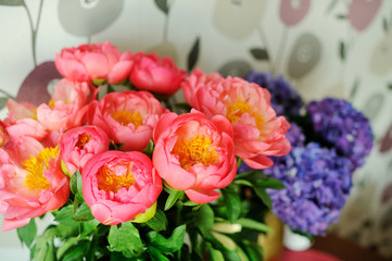 Obraz na płótnie Canvas Hydrangea flowers and peonies
