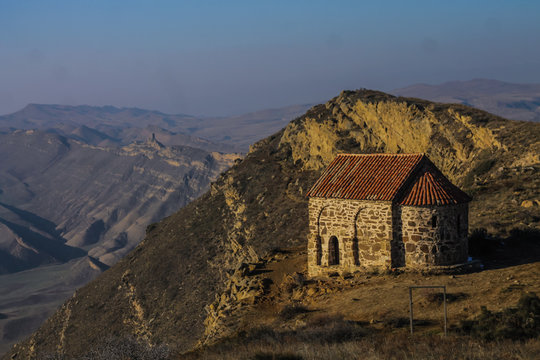 little church on top of the ridge on geargian-aerbaidjan border
