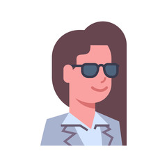 Female Wearing Sunglasses Emotion Icon Isolated Avatar Woman Facial Expression Concept Face Vector Illustration