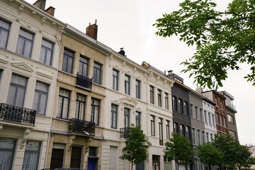 Old houses in a street in Antwerp, Belgium.