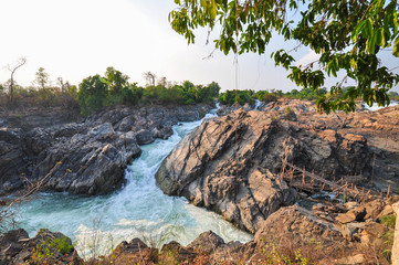 Big waterfall and Water rapid, Mekong river Loas.