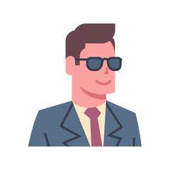 Male Wearing Sunglasses Emotion Icon Isolated Avatar Man Facial Expression Concept Face Vector Illustration