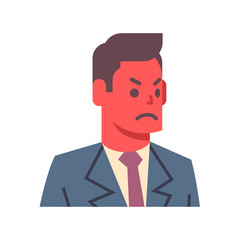 Male Angry Emotion Icon Isolated Avatar Man Facial Expression Concept Face Vector Illustration