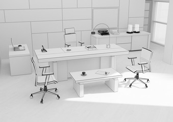 VIP office furniture grid 3D rendering