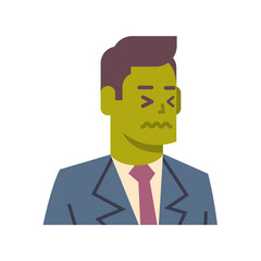 FMale Sick Emotion Icon Isolated Avatar Man Facial Expression Concept Face Vector Illustration