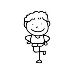 hand drawing abstract happy cute boys line art