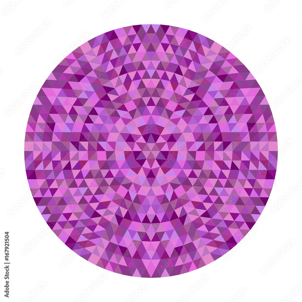 Poster round abstract triangle kaleidoscopic mandala design - symmetrical vector pattern graphic from color