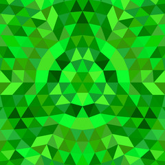 Round geometrical triangle mandala background - vector kaleidoscope pattern graphic art from green triangles