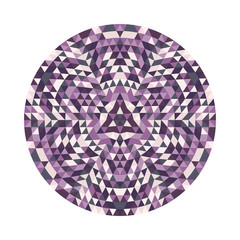 Round geometrical triangle kaleidoscopic mandala design symbol - symmetric vector pattern digital art
