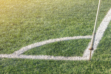 Corner kick spot on artificial grass football (soccer) stadium