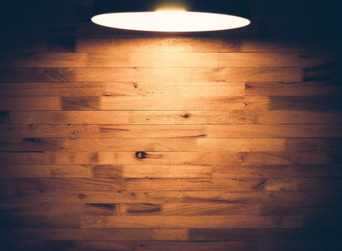 big lamp and wooden pallet wall, vintage tone with vignett