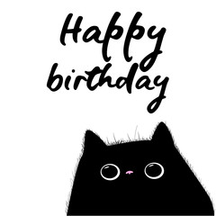 happy birthday card with black cat