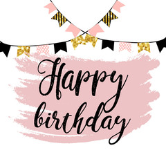 Vector illustration: Happy Birthday on white background. Typography design. Greetings card.