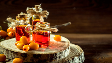 sea buckthorn oil in a small bottle