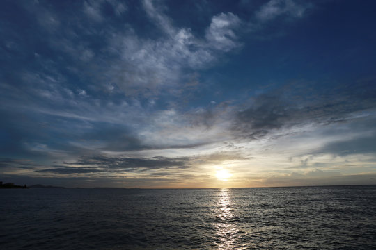 Sunset on sea in Thailand.