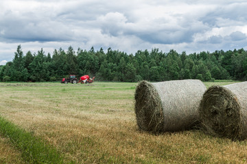 Hay reels in the field