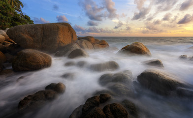 Many rocks are naturally shaped by the beach in the monsoon season.