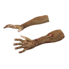Terrible zombie hands, dirty hands of the mummy, on white. 3D illustration, clipping path