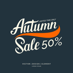 Autumn sale lettering on a dark background.