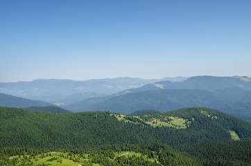 Fototapeta na wymiar Carpathian mountains landscape and forest.